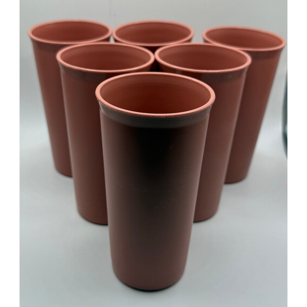 Vintage Tupperware Lot of 6 Pink Dusty Rose‎ Tumblers Plastic Glasses Set
